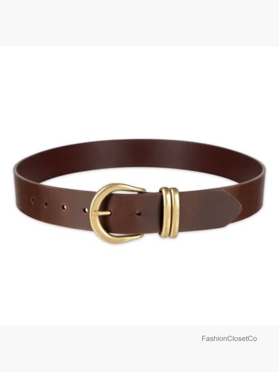 Genuine Leather Double Loop Belt with Harness Buckle